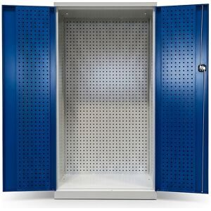 kaiserkraft Werkzeugschrank Leergehäuse, Türinnenseiten und Rückwand mit Lochprägung, Türen blau