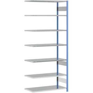Steckregal, Bauart leicht, einseitig, HxBxT 3000 x 1300 x 600 mm, blau/verzinkt, Anbauregal eurokraft pro