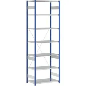 Steckregal, Bauart leicht, einseitig, HxBxT 3000 x 1000 x 600 mm, blau/grau, Grundregal eurokraft pro