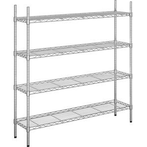 kaiserkraft Stahldraht-Gitterregal, verchromt, Fachlast 100 kg, BxT 1220 x 360 mm, Grundregal, Höhe 1370 mm, 4 Fachböden