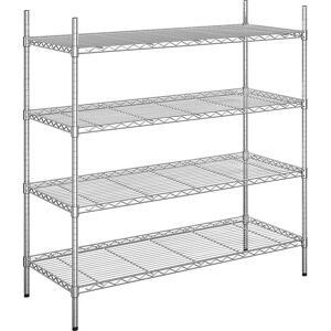 kaiserkraft Stahldraht-Gitterregal, verchromt, Fachlast 100 kg, BxT 1220 x 610 mm, Grundregal, Höhe 1370 mm, 4 Fachböden
