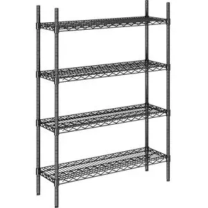 kaiserkraft Stahldraht-Gitterregal, schwarz, Fachlast 250 kg, BxT 910 x 360 mm, Grundregal, Höhe 1370 mm, 4 Fachböden