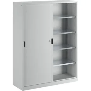 Schiebetürschrank, HxB 1950 x 1500 mm, Trennwand, Tiefe 500 mm, lichtgrau RAL 7035 LISTA