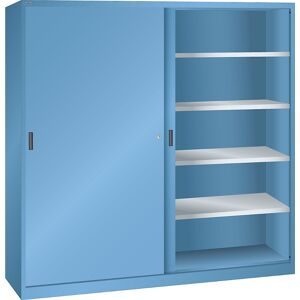 Schiebetürschrank, HxB 1950 x 1500 mm, Trennwand, Tiefe 580 mm, lichtblau RAL 5012 LISTA