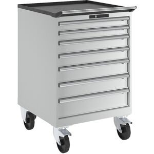 Schubladenschrank, fahrbar, BxT 717 x 725 mm, 7 Schubladen, lichtgrau LISTA