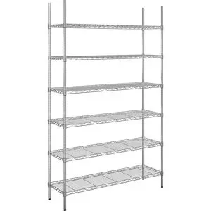 kaiserkraft Stahldraht-Gitterregal, verchromt, Fachlast 100 kg, BxT 1220 x 460 mm, Grundregal, Höhe 2180 mm, 6 Fachböden