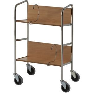 Aktenordnerwagen verchromt, 2 Etagen, LxBxH 550 x 340 x 840 mm, Buche-Dekor, ab 5 Stk HelgeNyberg