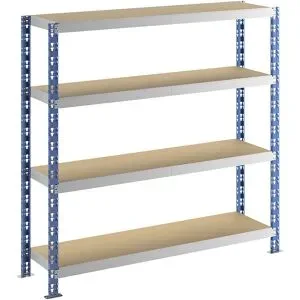 Großfach-Steckregal, blau/grau, HxBxT 1508 x 1550 x 400 mm, Spanplattenböden, Grundregal eurokraft basic