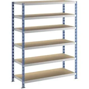 Großfach-Steckregal, blau/grau, HxBxT 1976 x 1550 x 600 mm, Spanplattenböden, Grundregal eurokraft basic