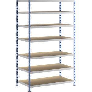 Großfach-Steckregal, blau/grau, HxBxT 2522 x 1550 x 800 mm, Spanplattenböden, Grundregal eurokraft basic