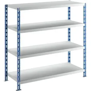 Großfach-Steckregal, blau/grau, HxBxT 1508 x 1550 x 600 mm, Stahlblechböden, Grundregal eurokraft basic