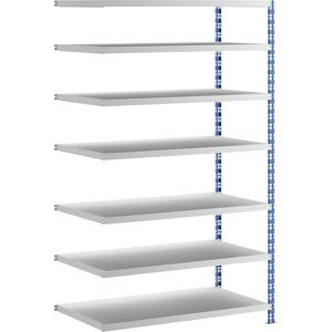 Großfach-Steckregal, blau/grau, HxBxT 2522 x 1525 x 800 mm, Stahlblechböden, Anbauregal eurokraft basic