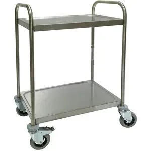 kaiserkraft Edelstahl-Servierwagen, 3 Etagen, luftidentische Reifen, LxBxH 700 x 470 x 970 mm, ab 3 Stk