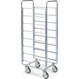 Tablett- und Kistenwagen ESD, LxBxH 670 x 465 x 1585 mm, für 8 Kisten HelgeNyberg