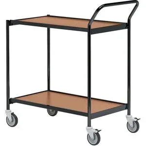 Tischwagen, 2 Etagen, LxB 800 x 420 mm, schwarz/Eiche HelgeNyberg