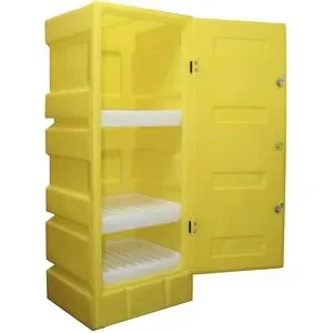 kaiserkraft Umweltschrank aus PE, Auffangvolumen 70 l, 3 PE-Wannenböden, HxBxT 1650 x 650 x 570 mm