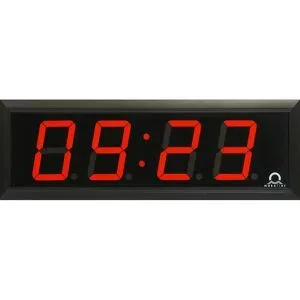 kaiserkraft LED-Digitaluhr, HxBxT 118 x 333 x 39 mm, schwarz, rote LED