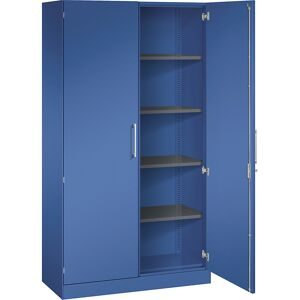 Flügeltürenschrank ASISTO, Höhe 1980 mm, Breite 1000 mm, 4 Fachböden, enzianblau/enzianblau C+P
