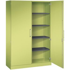Flügeltürenschrank ASISTO, Höhe 1980 mm, Breite 1200 mm, 4 Fachböden, viridingrün/viridingrün C+P