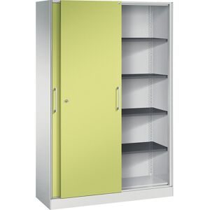 Schiebetürenschrank ASISTO, Höhe 1980 mm, Breite 1200 mm, lichtgrau/viridingrün C+P