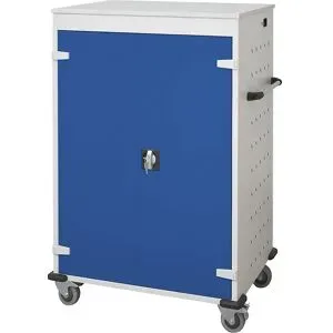 kaiserkraft Laptop-Ladewagen, mit 20 Fächern, lichtgrau / enzianblau