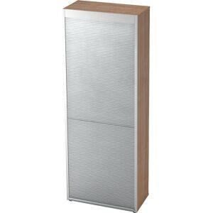 kaiserkraft ANNY-AC - Rollladenschrank mit Akustik-Rückwand, 5 Fachböden, Nussbaum-Dekor