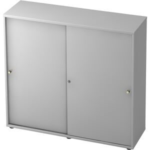 kaiserkraft ANNY-AC - Schiebetürenschrank mit Akustik-Rückwand, 2 Fachböden, Mitteltrennwand, lichtgrau
