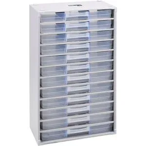 Metall-Kleinteilemagazin, HxBxT 565 x 300 x 140 mm, 12 Schubladen, 24 Trennstege eurokraft pro