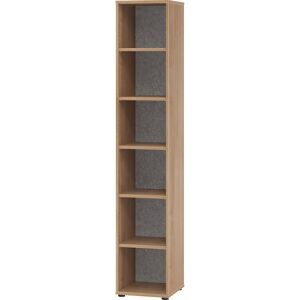 kaiserkraft ANNY-AC - Regal mit Akustik-Rückwand, HxBxT 2156 x 400 x 400 mm, 5 Fachböden, Nussbaum-Dekor