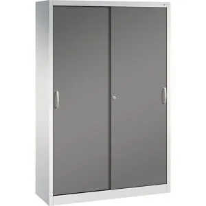 ACURADO Schiebetürenschrank, 4 Fachböden, HxBxT 1950 x 1200 x 400 mm, lichtgrau / vulkangrau C+P