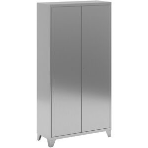 kaiserkraft Edelstahl-Flügeltürenschrank mit Stollenfüßen, mit 4 Böden, HxBxT 1950 x 1000 x 400 mm