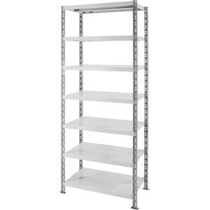 kaiserkraft Universalsteckregal, Stahlblechböden, HxBxT 2522 x 1050 x 600 mm, Grundregal