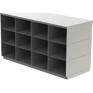 kaiserkraft Sitover-Garderobenbank, einseitig, Edelstahl, 12 Fächer, Länge 1090 mm