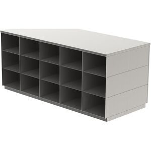 kaiserkraft Sitover-Garderobenbank, doppelseitig, Edelstahl, 2 x 15 Fächer, Länge 1360 mm
