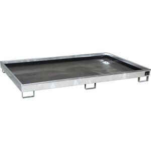Regal-Bodenwanne mit PE-Einsatz, 240 l Auffangvolumen, LxBxH 2165 x 1315 x 230 mm, verzinkt, ab 3 Stk eurokraft pro