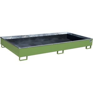 Regal-Bodenwanne mit PE-Einsatz, 540 l Auffangvolumen, LxBxH 2665 x 1315 x 305 mm, grün, ab 3 Stk eurokraft pro