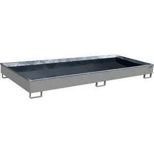 Regal-Bodenwanne mit PE-Einsatz, 540 l Auffangvolumen, LxBxH 3265 x 1315 x 270 mm, grau, ab 3 Stk eurokraft pro