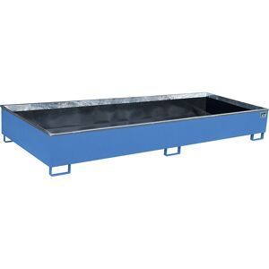Regal-Bodenwanne mit PE-Einsatz, 1000 l Auffangvolumen, LxBxH 3265 x 1315 x 385 mm, blau eurokraft pro