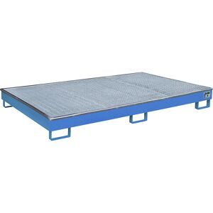 Regal-Bodenwanne mit PE-Einsatz, mit Rost, 240 l, LxBxH 2165 x 1315 x 230 mm, blau, ab 3 Stk eurokraft pro