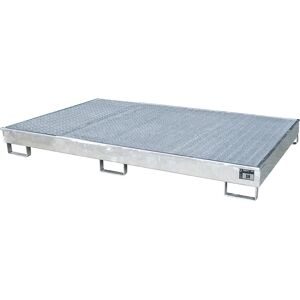 Regal-Bodenwanne mit PE-Einsatz, mit Rost, 240 l, LxBxH 2165 x 1315 x 230 mm, verzinkt, ab 3 Stk eurokraft pro