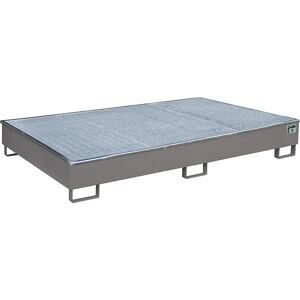 Regal-Bodenwanne mit PE-Einsatz, mit Rost, 1000 l, LxBxH 2165 x 1315 x 510 mm, grau eurokraft pro
