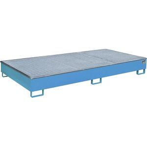 Regal-Bodenwanne mit PE-Einsatz, mit Rost, 540 l, LxBxH 2665 x 1315 x 305 mm, blau eurokraft pro