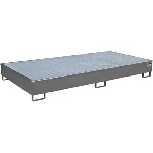 Regal-Bodenwanne mit PE-Einsatz, mit Rost, 540 l, LxBxH 2665 x 1315 x 305 mm, grau eurokraft pro