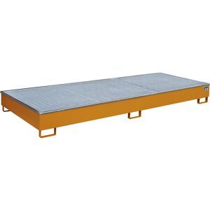 Regal-Bodenwanne mit PE-Einsatz, mit Rost, 540 l, LxBxH 3265 x 1315 x 270 mm, orange, ab 3 Stk eurokraft pro