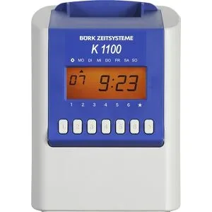 kaiserkraft Zeiterfassungsgerät K 1100, HxBxT 244 x 175 x 132 mm, seidengrau/blau