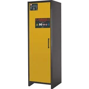 Feuerbeständiger Gefahrstoffschrank FM/UL/ULC/Typ 90, 1 Tür, HxBxT 1953 x 599 x 615 mm, grau/gelb asecos