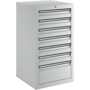 kaiserkraft Schubladenschrank, HxBxT 900 x 500 x 500 mm, 6 Schubladen 100 mm, 1 Schublade 200 mm hoch, Schubladen und Korpus lichtgrau
