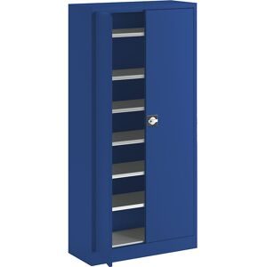 Flügeltürschrank aus Stahlblech, HxBxT 1950 x 950 x 400 mm, 6 Fachböden, enzianblau RAL 5010 eurokraft pro