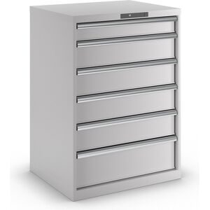 Schubladenschrank, 6 Schubladen, BxTxH 717 x 725 x 1000 mm, lichtgrau LISTA
