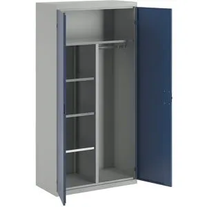 Putzmittelschrank, 1 Hutablage, 3 Fachböden, 1 Kleiderstange, lichtgrau / enzianblau eurokraft pro